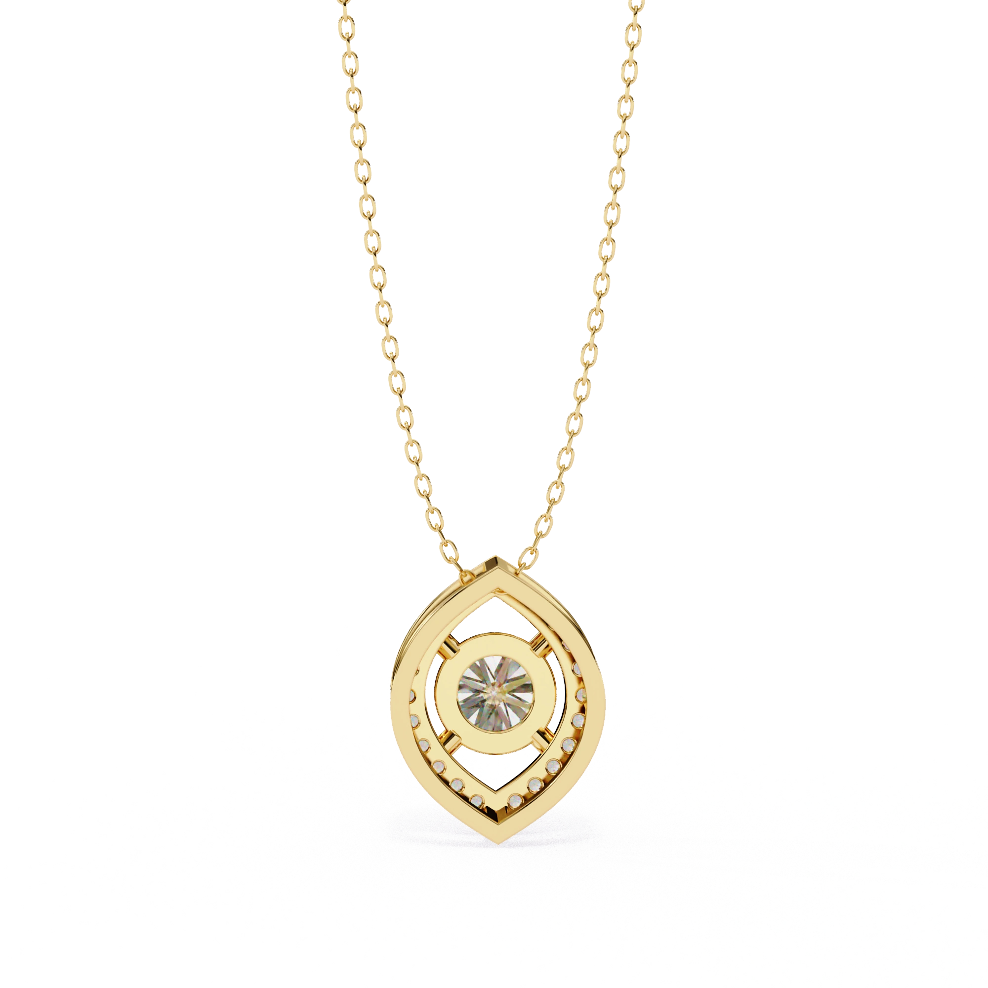 0.68 Ct Round Lab Diamond Marquise Cut Halo Pendant