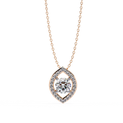 0.68 Ct Round Lab Diamond Marquise Cut Halo Pendant 18K Rose Gold Natural Diamond