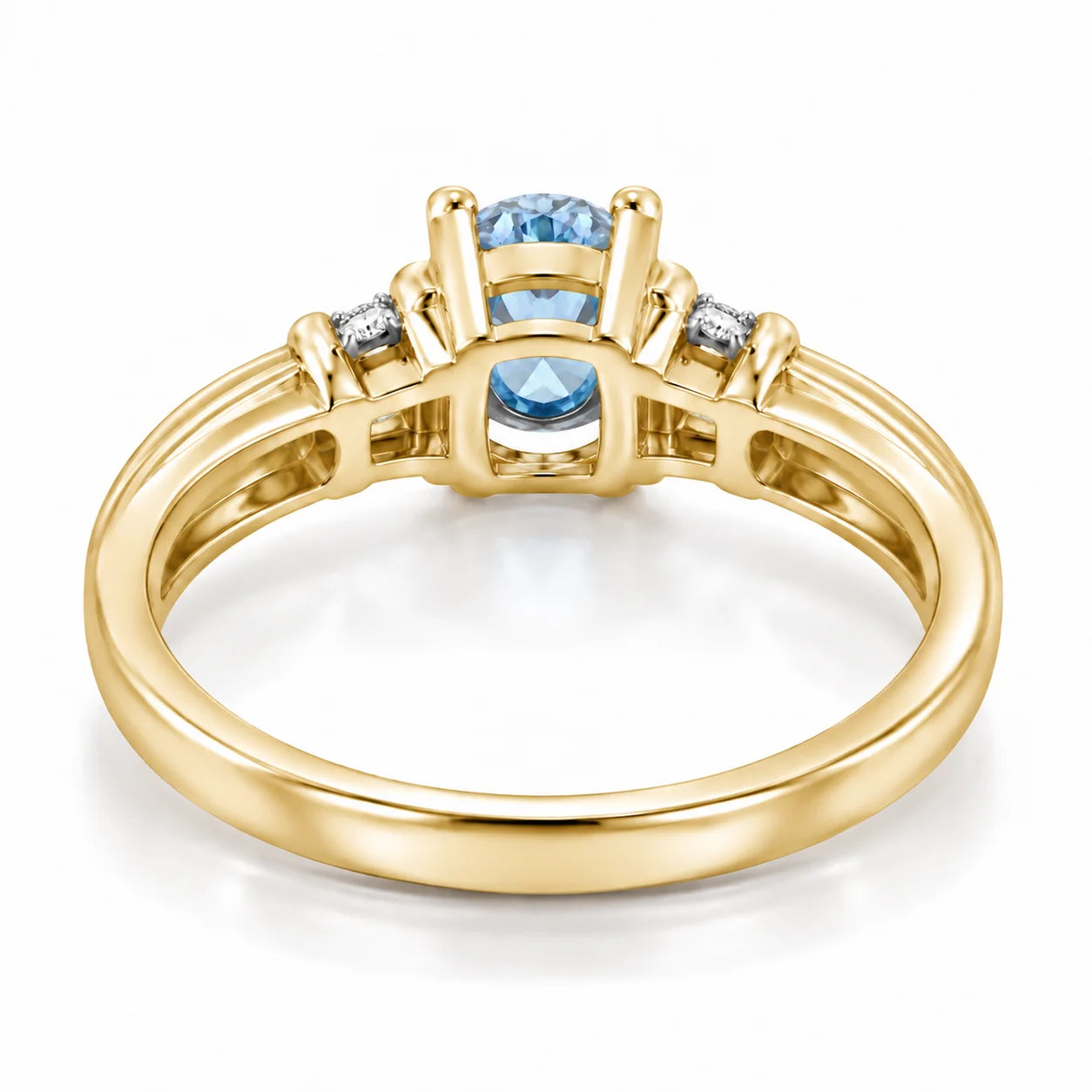 0.69 Carat Oval Cut Blue Diamond Ring
