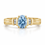 0.69 Carat Oval Cut Blue Diamond Ring 18K Yellow Gold