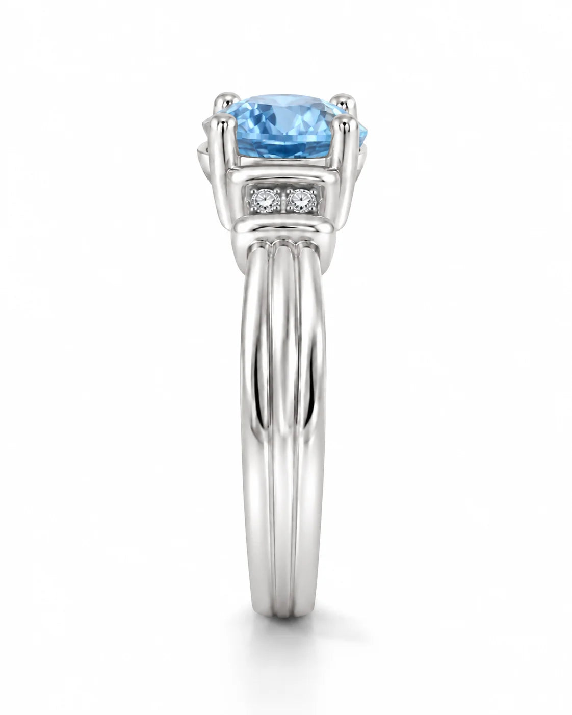 0.69 Carat Oval Cut Blue Diamond Ring