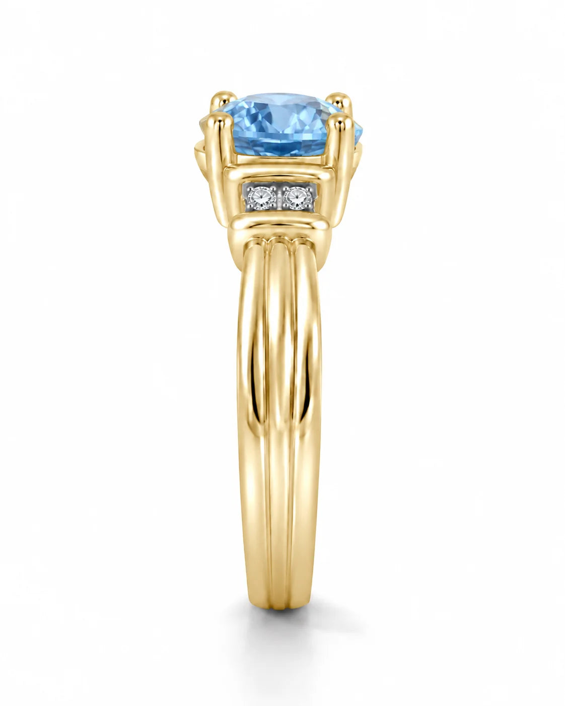 0.69 Carat Oval Cut Blue Diamond Ring
