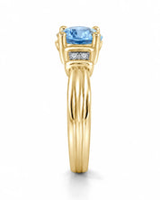 0.69 Carat Oval Cut Blue Diamond Ring