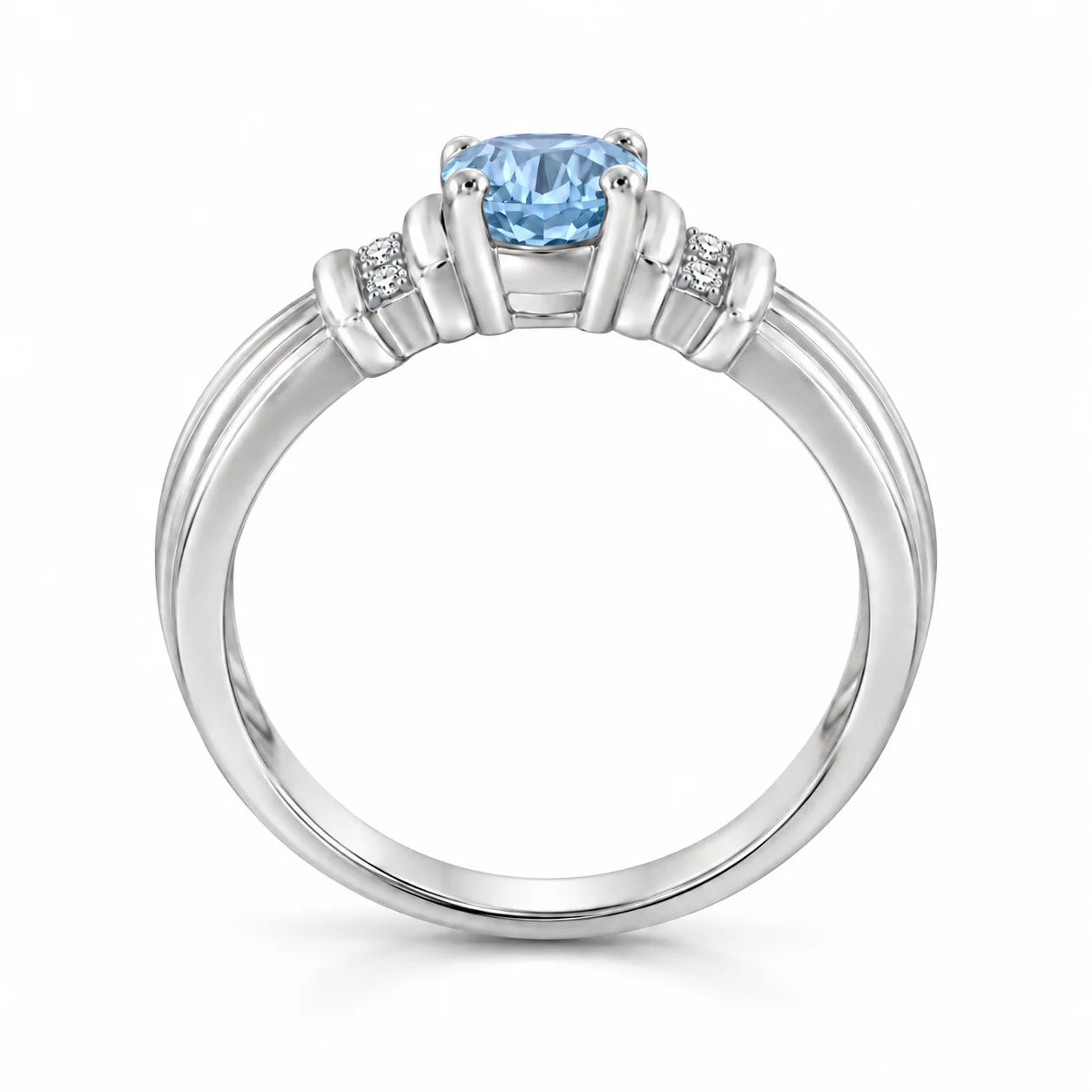 0.69 Carat Oval Cut Blue Diamond Ring