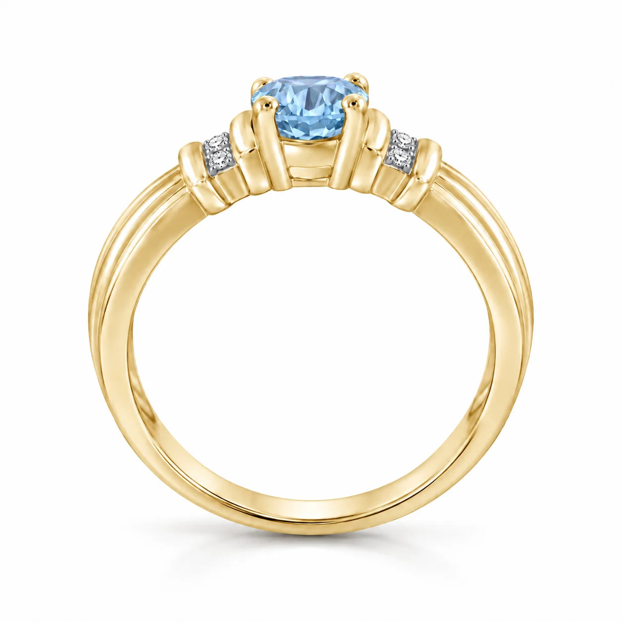 0.69 Carat Oval Cut Blue Diamond Ring