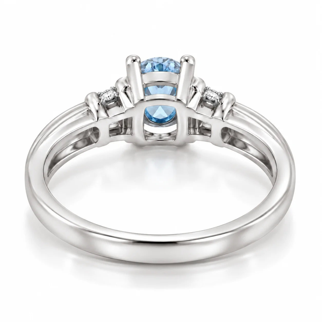 0.69 Carat Oval Cut Blue Diamond Ring