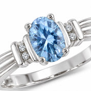 0.69 Carat Oval Cut Blue Diamond Ring