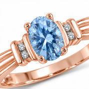 0.69 Carat Oval Cut Blue Diamond Ring