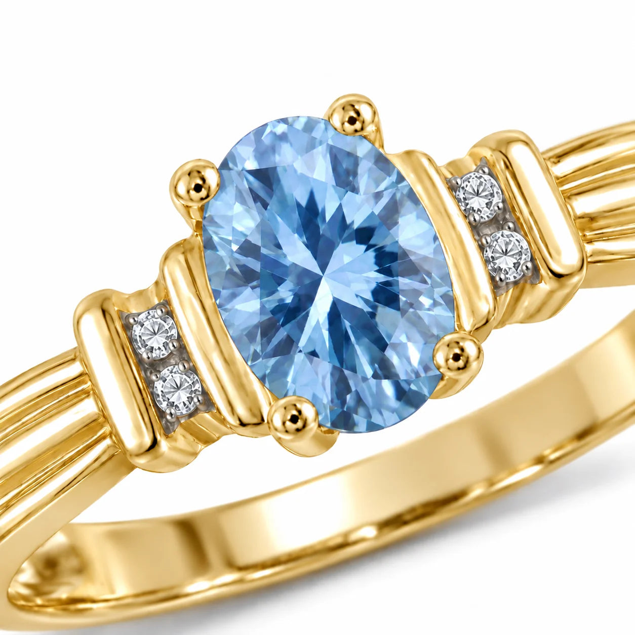 0.69 Carat Oval Cut Blue Diamond Ring