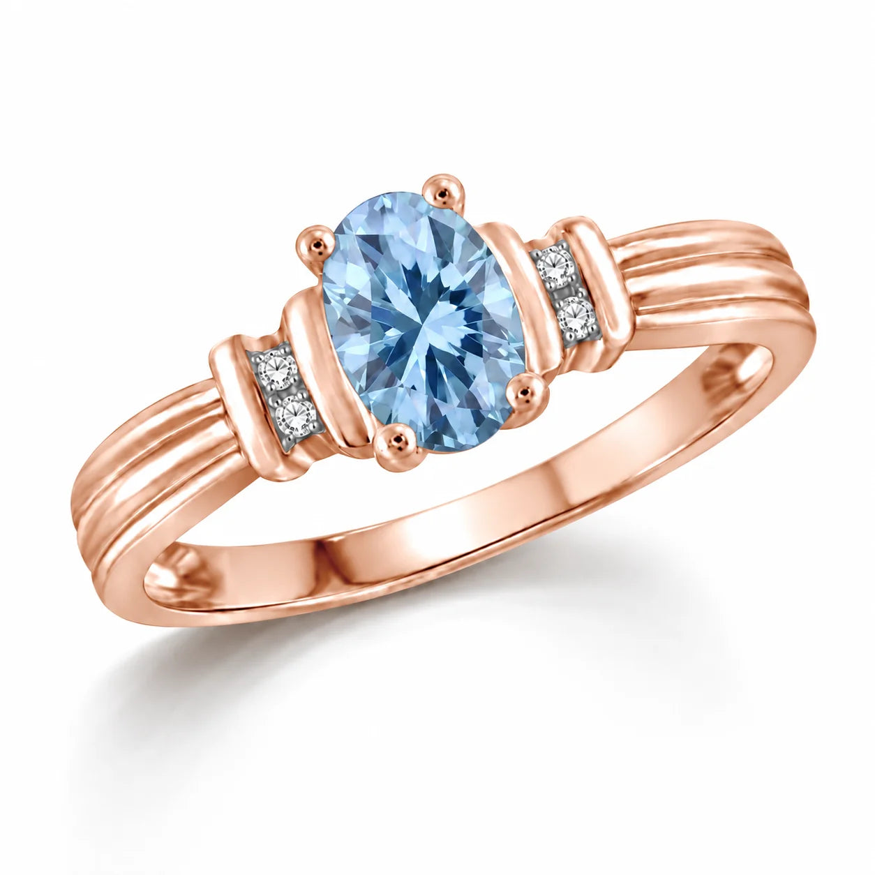 0.69 Carat Oval Cut Blue Diamond Ring
