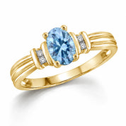 0.69 Carat Oval Cut Blue Diamond Ring