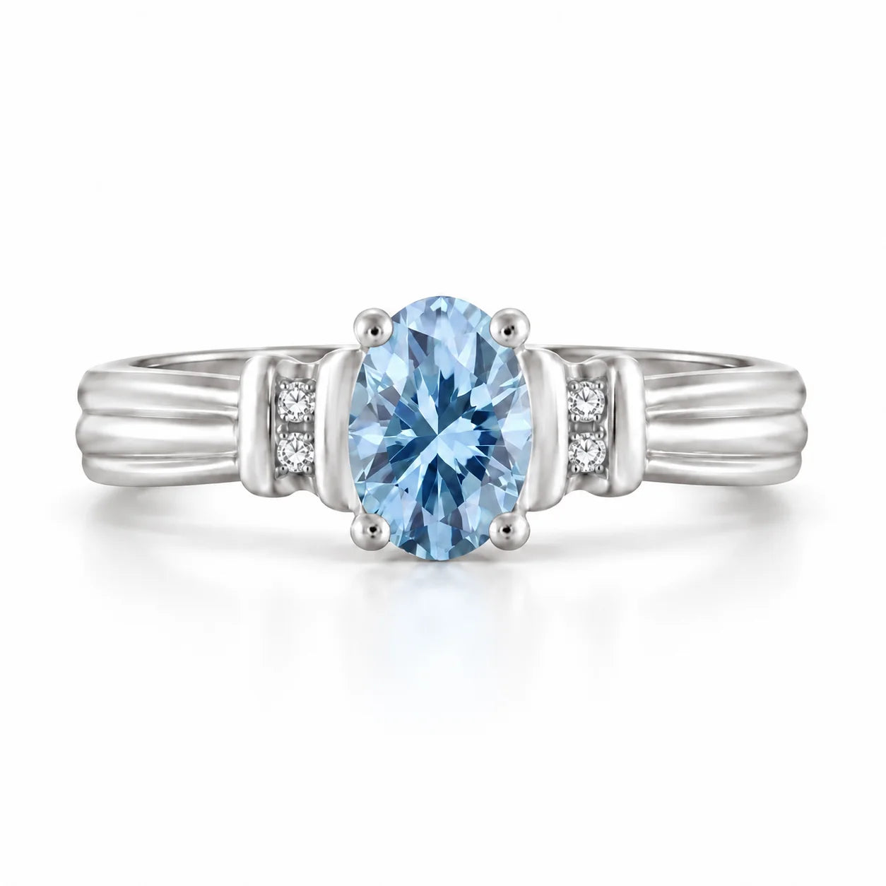 0.69 Carat Oval Cut Blue Diamond Ring