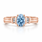 0.69 Carat Oval Cut Blue Diamond Ring 18K Rose Gold