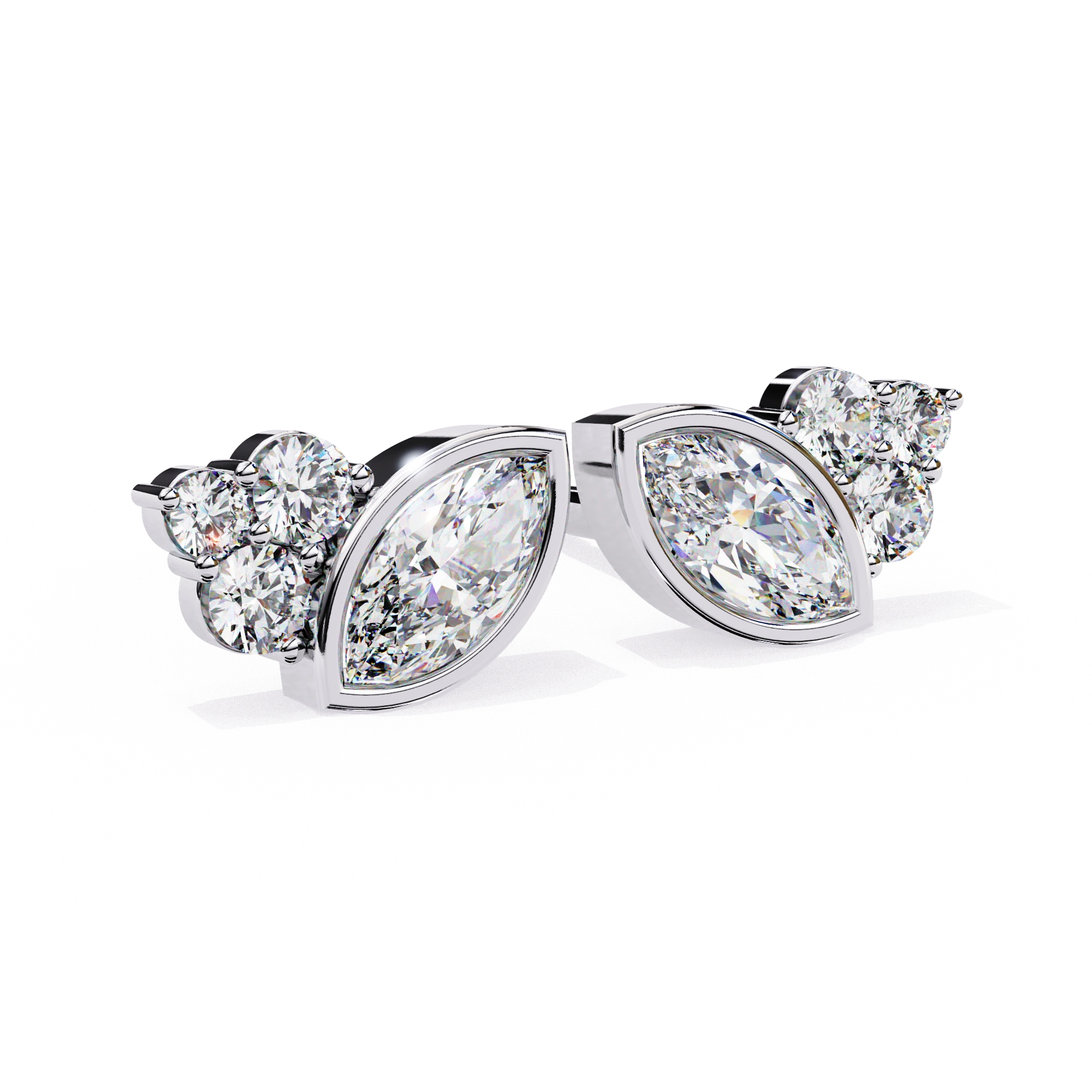 0.61 Carat Diamond Earrings Studs Marquise Design 950 Platinum Natural Diamond