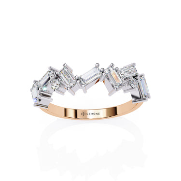 0.70 Carat Baguette & Round Shape Diamond Wedding Band In Rose Gold