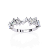 0.70 Carat Baguette & Round Shape Diamond Wedding Band In White Gold