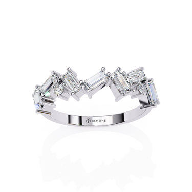 0.70 Carat Baguette & Round Shape Diamond Wedding Band In White Gold