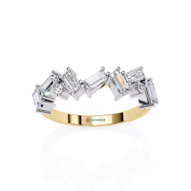 0.70 Carat Baguette & Round Shape Diamond Wedding Band In Yellow Gold