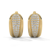 0.71 Ct TWT Pavé Diamond Hoop Earrings 18K Yellow Gold Natural Diamond