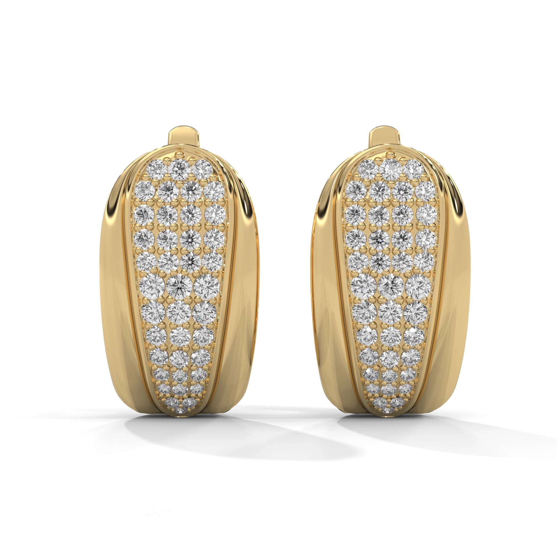 0.71 Ct Pavé Diamond Hoop Earrings For Women 18K Yellow Gold Natural Diamond