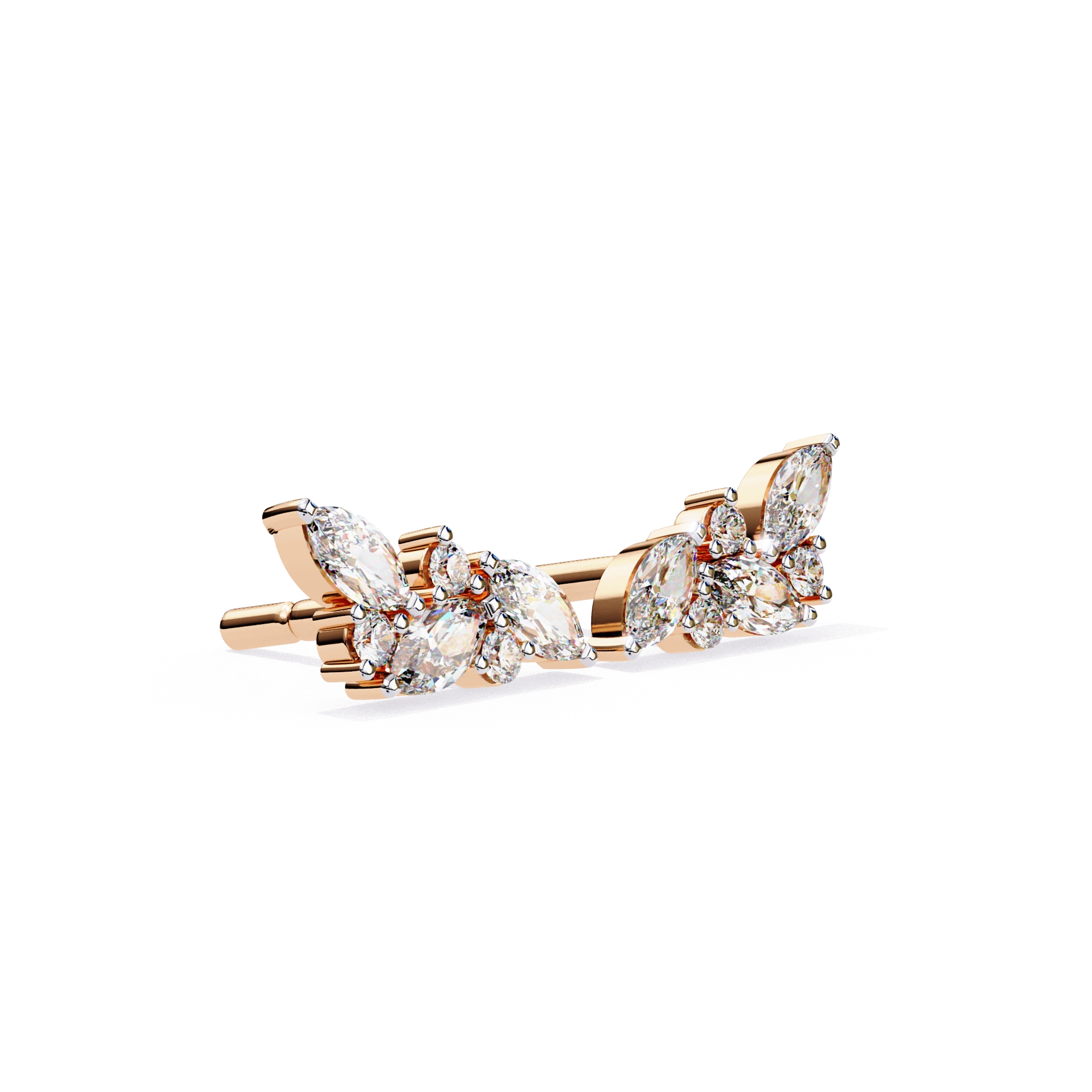 0.72 Carat Diamond Stud Earrings Floral Cluster Design for Women 18K Rose Gold Natural Diamond