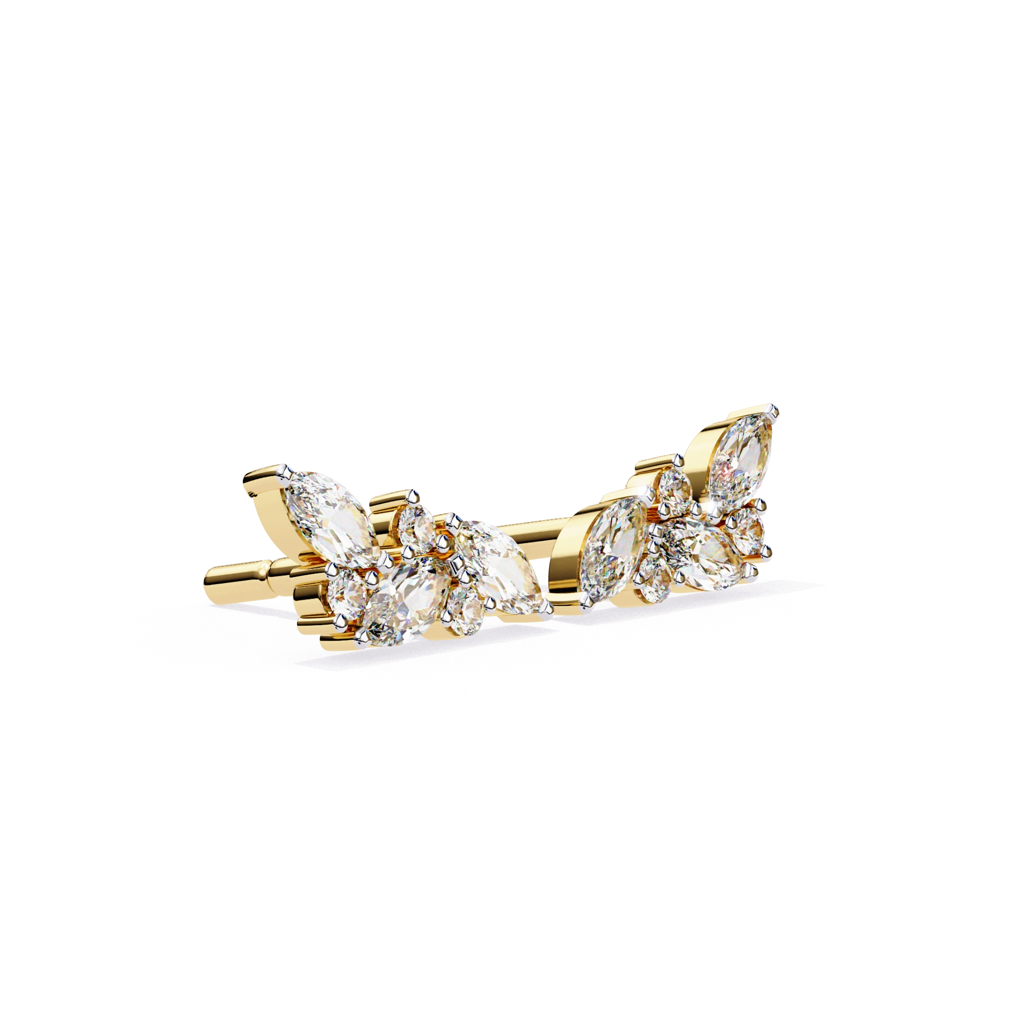 0.72 Carat Diamond Stud Earrings Floral Cluster Design for Women 18K Yellow Gold Natural Diamond