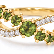 Close up View Of 0.73 Carat Vivid Fancy Green Split Band Ring
