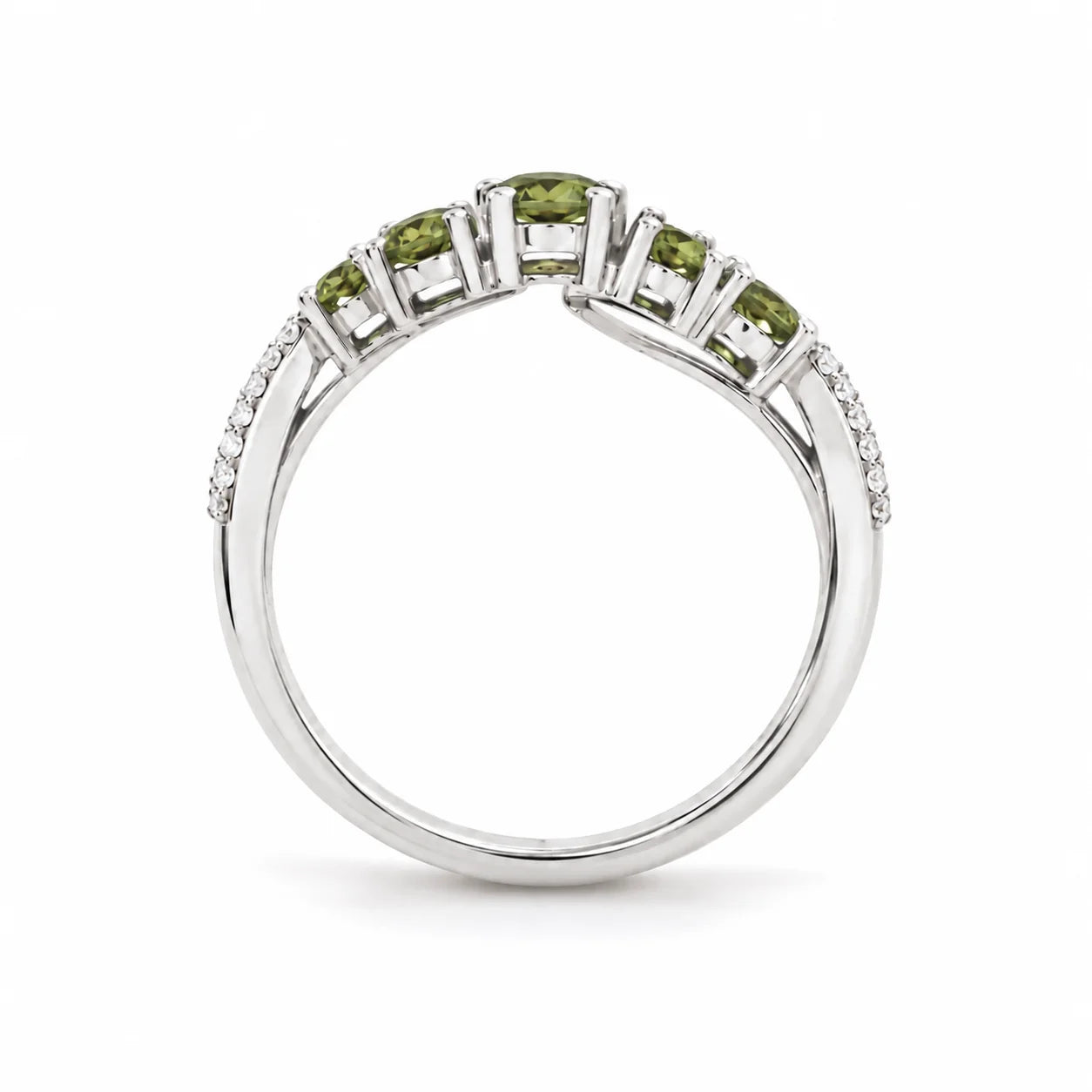 Metal View Of 0.73 Carat Vivid Fancy Green Split Band Ring