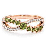 Front View Of 0.73 Carat Vivid Fancy Green Split Band Ring