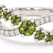 Close up View Of 0.73 Carat Vivid Fancy Green Split Band Ring