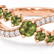 Close up View Of 0.73 Carat Vivid Fancy Green Split Band Ring