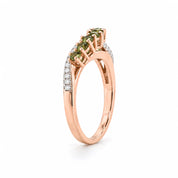 Side View Of 0.73 Carat Vivid Fancy Green Split Band Ring