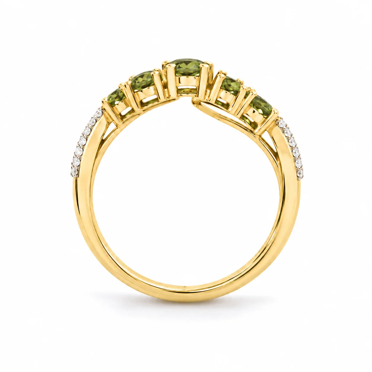 Metal View Of 0.73 Carat Vivid Fancy Green Split Band Ring