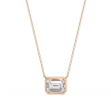 1 Ct Emerald Cut Lab Diamond Bezel Necklace White Gold