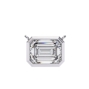 1 Ct Emerald Cut Lab Diamond Bezel Necklace White Gold