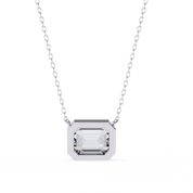 1 Ct Emerald Cut Lab Diamond Bezel Necklace White Gold