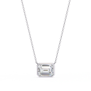 1 Ct Emerald Cut Lab Diamond Bezel Necklace White Gold Lab Diamond