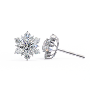 1 Ct. Floral Cluster Diamond Earrings Studs Women's Round Cut Design
