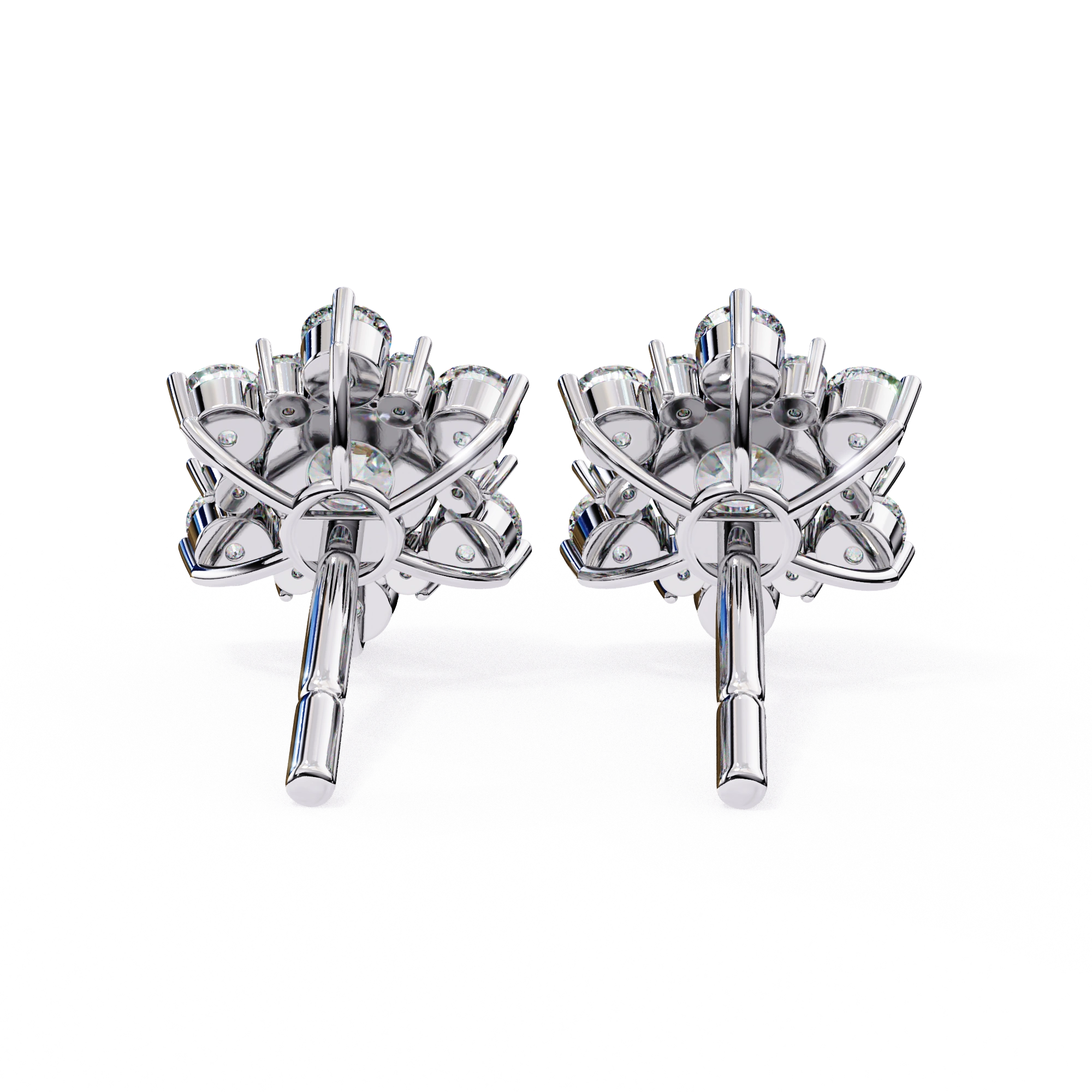 1 Ct. Floral Cluster Diamond Earrings Studs Women's Round Cut Design