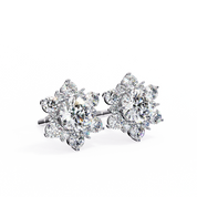 1 Ct. Floral Cluster Diamond Earrings Studs Women's Round Cut Design