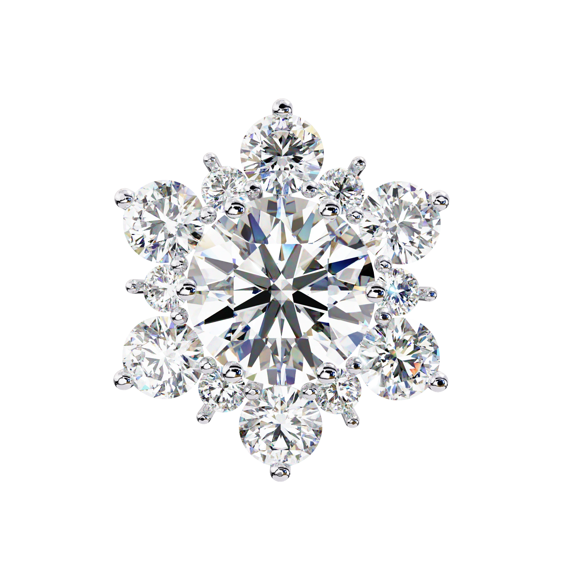 1 Ct. Floral Cluster Diamond Earrings Studs Women's Round Cut Design