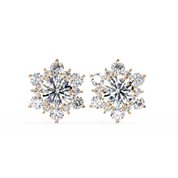 1 Ct. Floral Cluster Diamond Earrings Studs Women's Round Cut Design 18K Rose Gold Natural Diamond