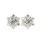 1 Ct. Floral Cluster Diamond Earrings Studs Women's Round Cut Design