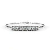 0.79 Carat Diamond Line Bangle Bracelet in Yellow Gold 950 Platinum Natural Diamond