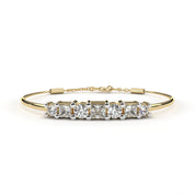 0.79 Carat Diamond Line Bangle Bracelet in Yellow Gold 18K Yellow Gold Natural Diamond
