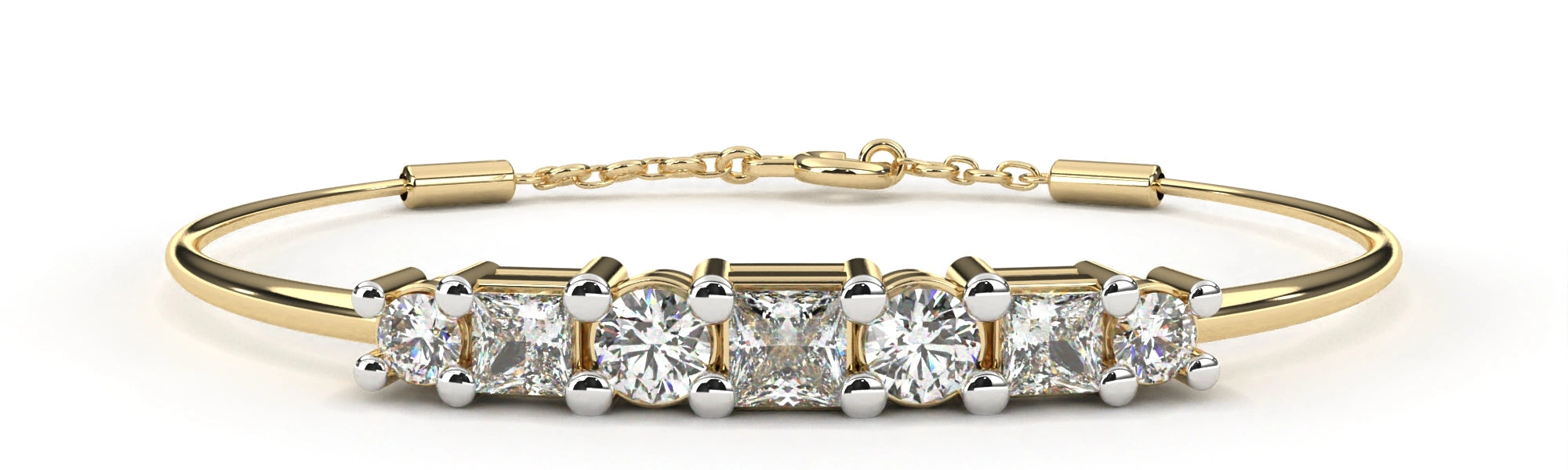 0.79 Carat Diamond Line Bangle Bracelet in Yellow Gold 18K Yellow Gold Natural Diamond