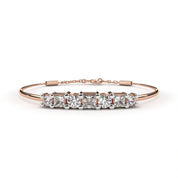 0.79 Carat Diamond Line Bangle Bracelet in Yellow Gold 18K Rose Gold Natural Diamond