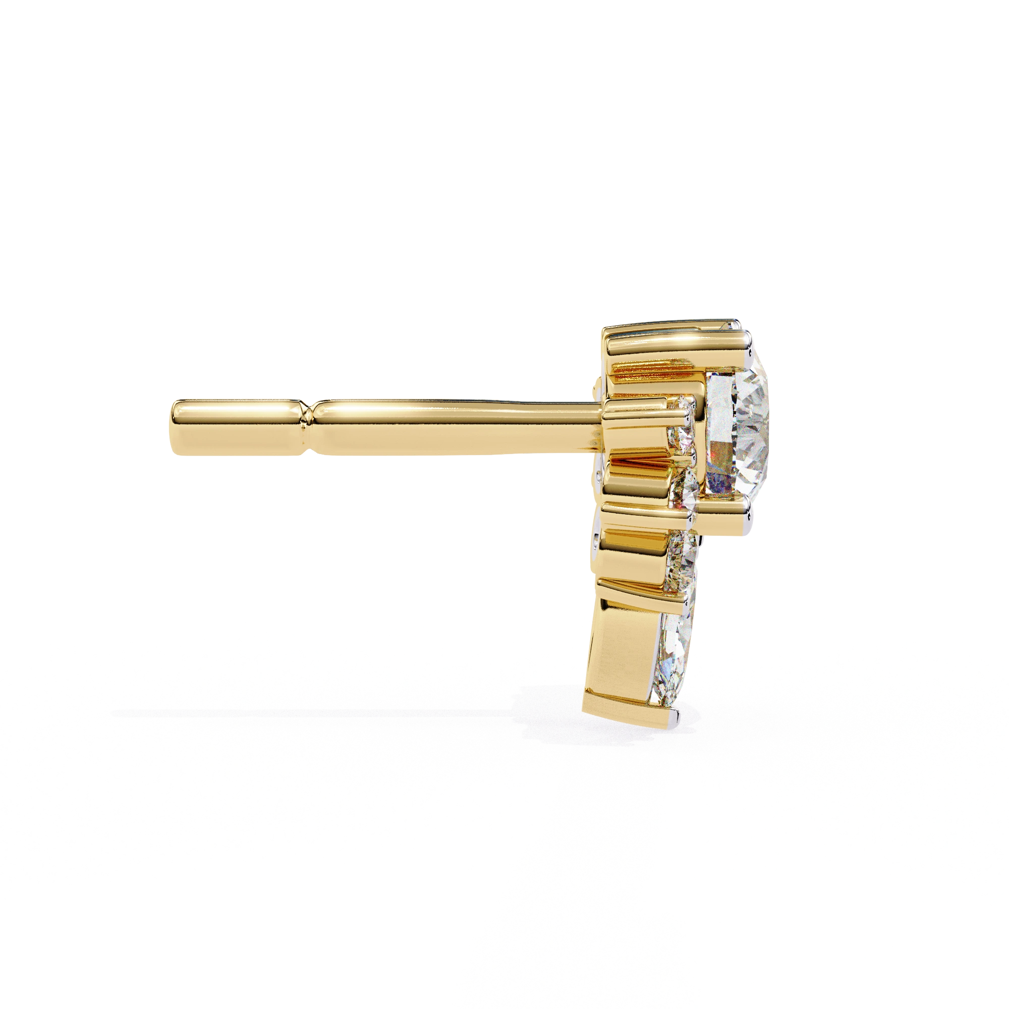 0.79 Carat Diamond Stud Earrings Floral Cluster with Drop Design