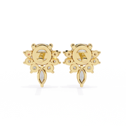 0.79 Carat Diamond Stud Earrings Floral Cluster with Drop Design