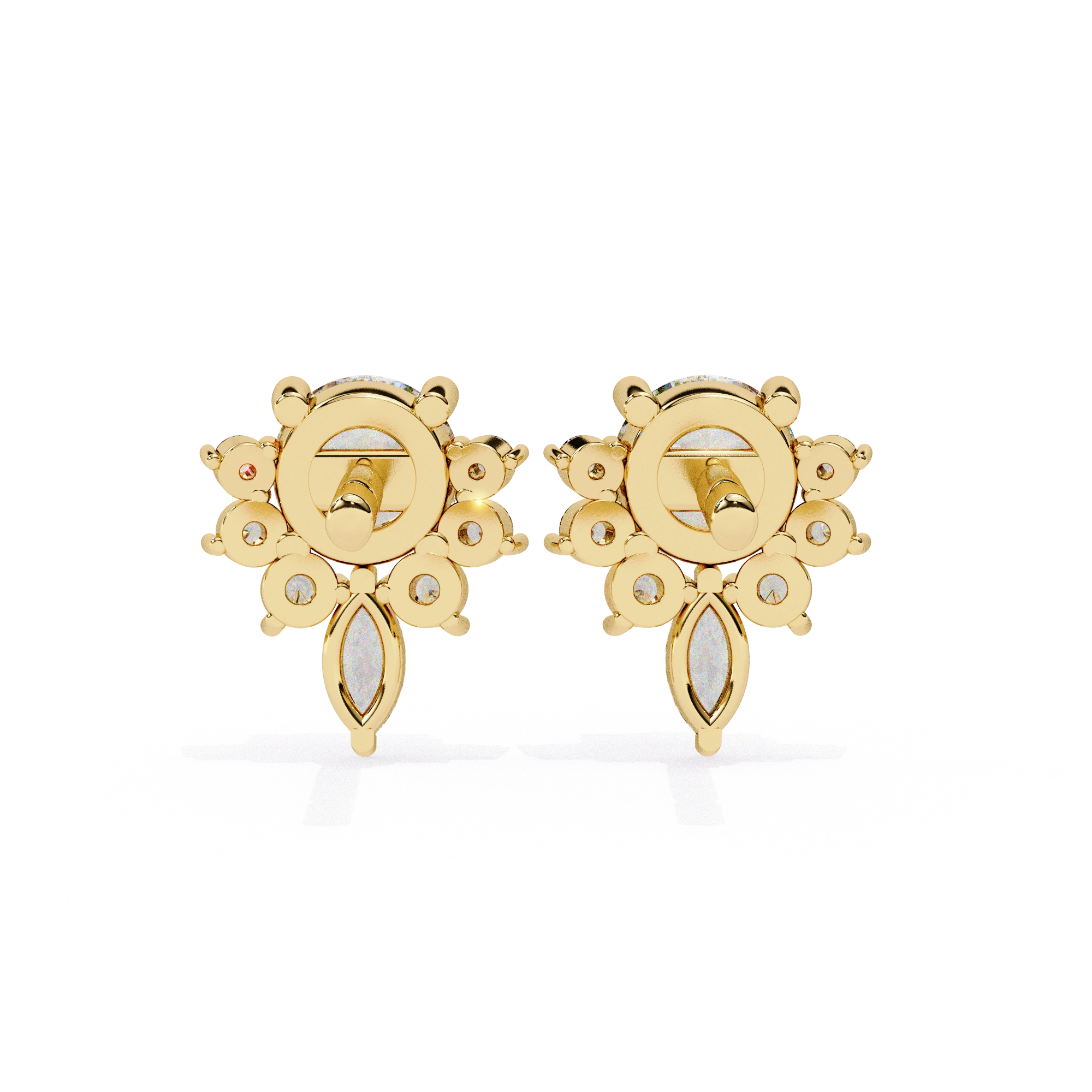 0.79 Carat Diamond Stud Earrings Floral Cluster with Drop Design